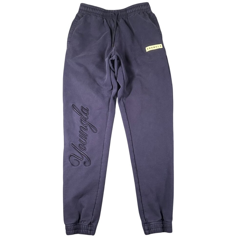 YoungLA Dark Blue Joggers with Logo